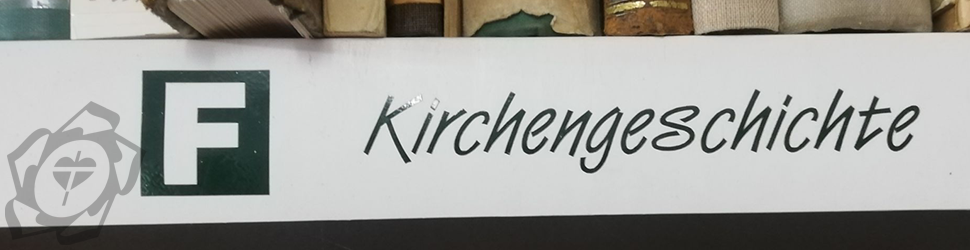Seminarbibliotheksschild - Rubrik Kirchengeschichte